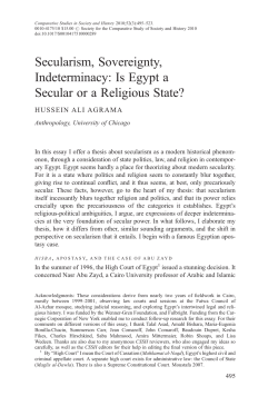 Is Egypt a Secular or a Religious State?