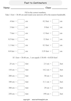 Feet to Centimeters