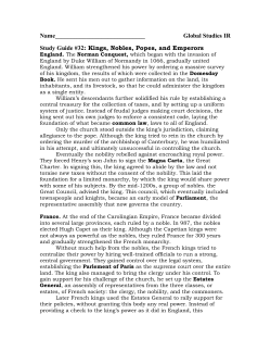 Kings, Nobles, Popes, and Emperors