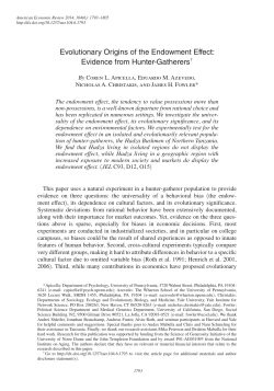 Evolutionary Origins of the Endowment Effect: Evidence from Hunter