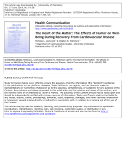 The Effects of Humor on Well- Being During Recovery