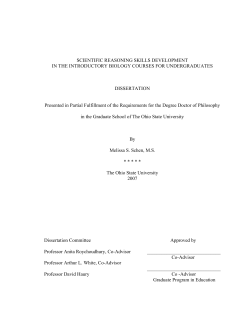 SCIENTIFIC REASONING SKILLS DEVELOPMENT IN THE