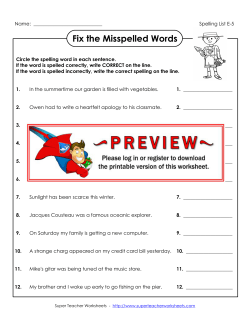Fix the Misspelled Words - Super Teacher Worksheets