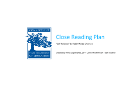 Close Reading Plan - Connecticut Core Standards