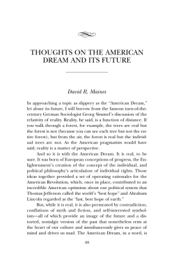 THOUGHTS ON THE AMERICAN DREAM AND ITS FUTURE