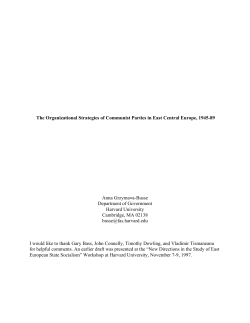 The Organizational Strategies of Communist Parties in East Central