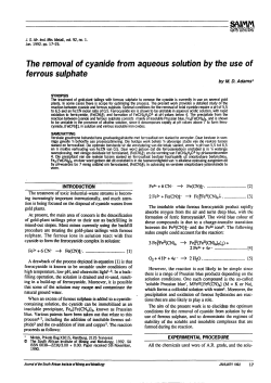 The removal of cyanide from aqueous solution by the use of ferrous