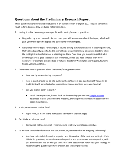 Questions about the Preliminary Research Report