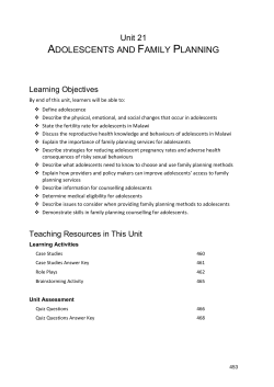 Adolescents and Family Planning