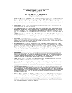 COLDWATER COMMUNITY GARAGE SALES Wednesday, April 30