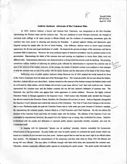 Andrew Jackson: Advocate of the Common Man