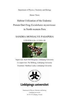 Habitat Utilization of the Endemic Poison Dart Frog