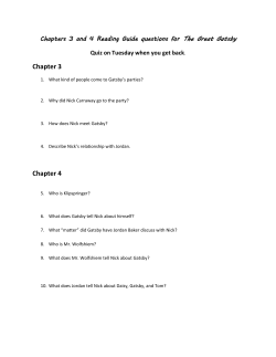 Chapters 3 and 4 Reading Guide questions for The Great Gatsby
