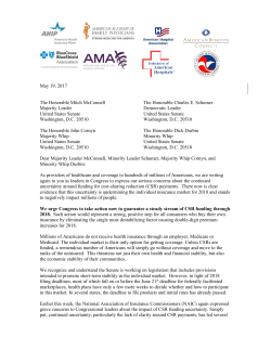 May 19, 2017 The Honorable Mitch McConnell Majority Leader