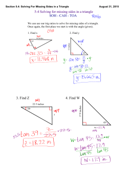 Section 5.4: Solving For Missing Sides in a