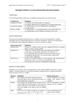 Descriptive statistics 1: Levels of measurement and central tendency