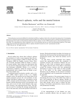 Broca`s aphasia, verbs and the mental lexicon