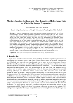 Moisture Sorption Isotherm and Glass Transition of Palm Sugar