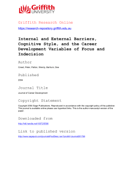 Internal and External Barriers, Cognitive Style, and the Career