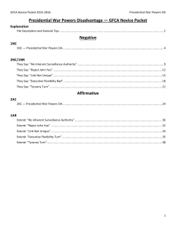 Presidential War Powers Disadvantage &mdash; GFCA Novice Packet