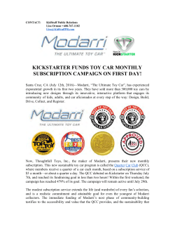 kickstarter funds toy car monthly subscription campaign on first day!