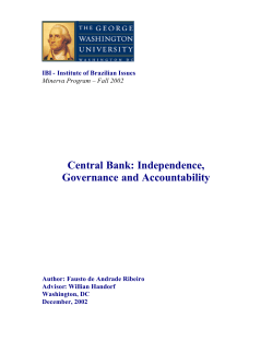 Central Bank: Independence, Governance and Accountability