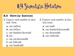 8.4 Scientific Notation