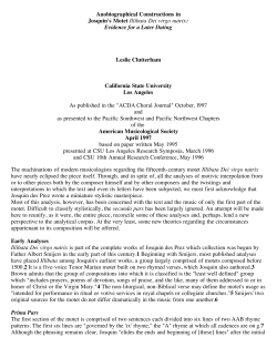 Autobiographical Constructions in Josquin`s Motet Illibata Dei virgo