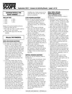 Answers to Activity Sheets