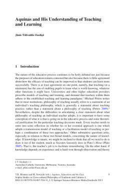 Aquinas and His Understanding of Teaching and Learning