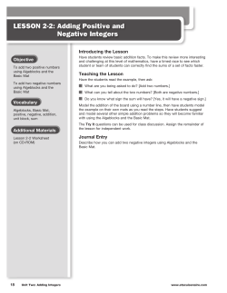 LESSON 2-2: Adding Positive and Negative Integers