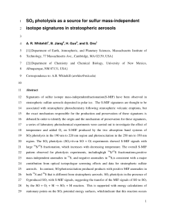 SO2 photolysis as a source for sulfur mass