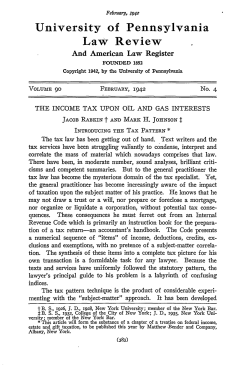 The Income Tax Upon Oil and Gas Interests