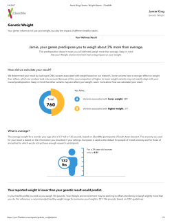 Genetic Weight - 23andMe for Medical Professionals