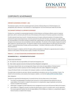 Corporate Governance Statement 2016