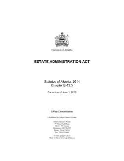 estate administration act - Alberta Queen`s Printer