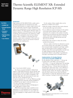 ELEMENT XR: Extended Dynamic Range High Resolution ICP-MS