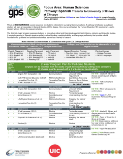 Focus Area: Human Sciences Pathway: Spanish Transfer to