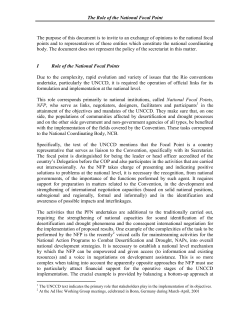 The Role of the National Focal Point