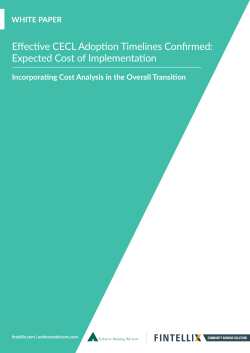 Effective CECL Adoption Timelines Confirmed: Expected Cost of