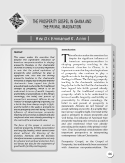 the prosperity gospel in ghana and the primal imagination