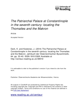 The Patriarchal Palace at Constantinople in the seventh century