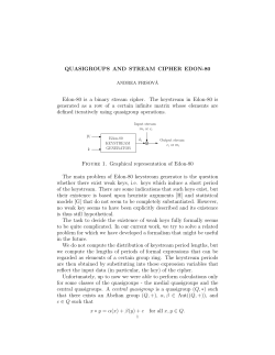 QUASIGROUPS AND STREAM CIPHER EDON-80 Edon