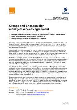 Orange and Ericsson sign managed services agreement