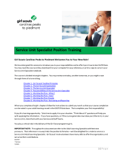 Service Unit Specialist Position Training