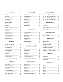 Gel Nails (1) Manicures (4) Relaxology (10) Ear Piercing (11