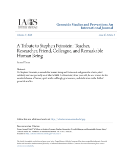 A Tribute to Stephen Feinstein: Teacher