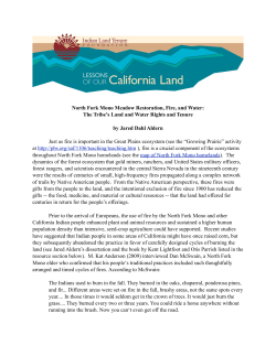 North Fork Mono Meadow Restoration, Fire, and Water: The Tribe`s