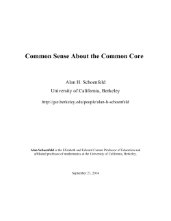 Common Sense About the Common Core - UC Berkeley
