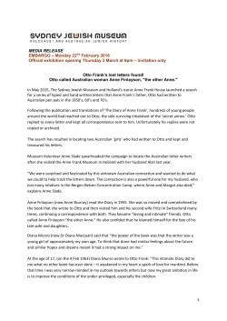 Lost Letters of Otto Frank Found